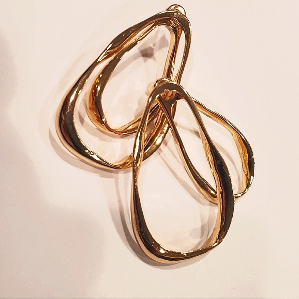 Gold teardrop front and back earrings; nwot - Picture 3 of 7